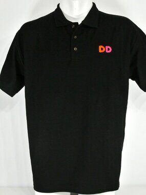 DUNKIN' Canada DD Employee Uniform Polo Shirt Black NEW Size M Medium